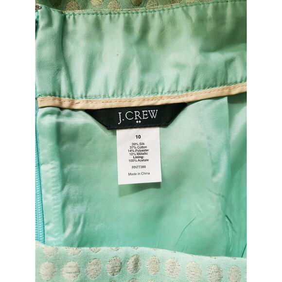 J Crew Green Gold Dazzling Dots Silk Blend Pencil Skirt Size 10 - Picture 9 of 9